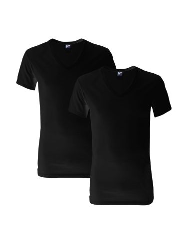 Alan Red Deep V-Shirt Dean 2Pack Black